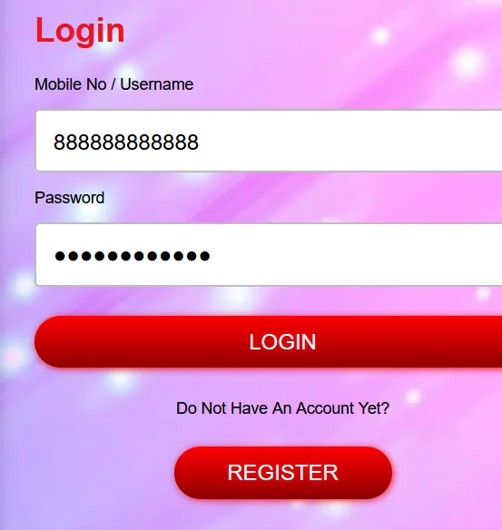 Playmeth login form